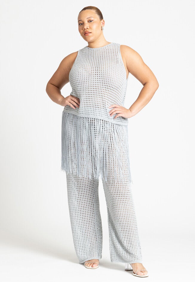Metallic Crochet Pant, METALLIC, on-hover image number null