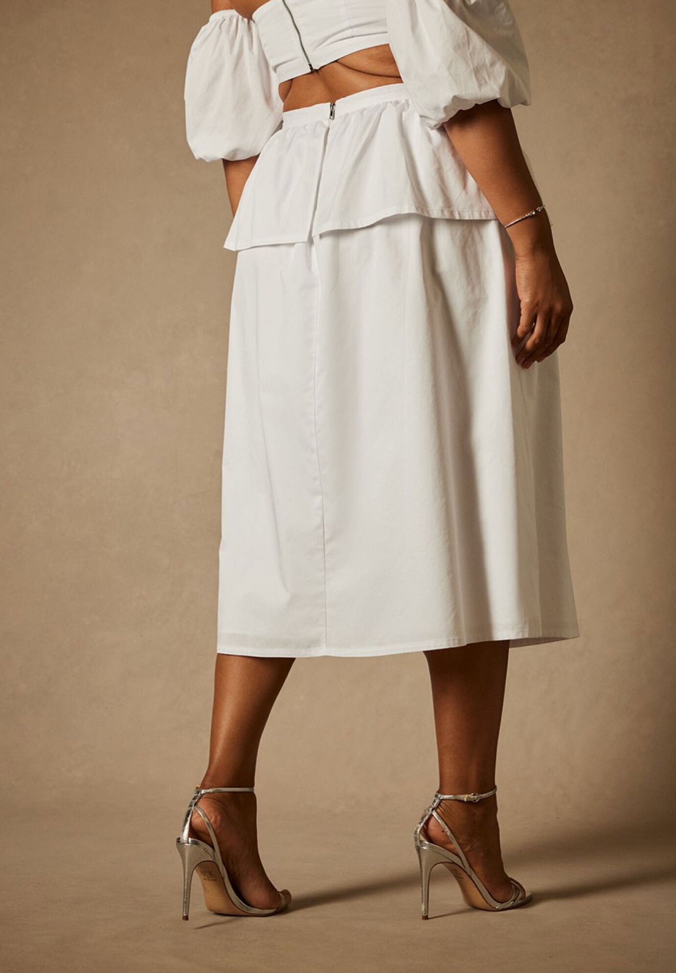 White midi peplum skirt hotsell