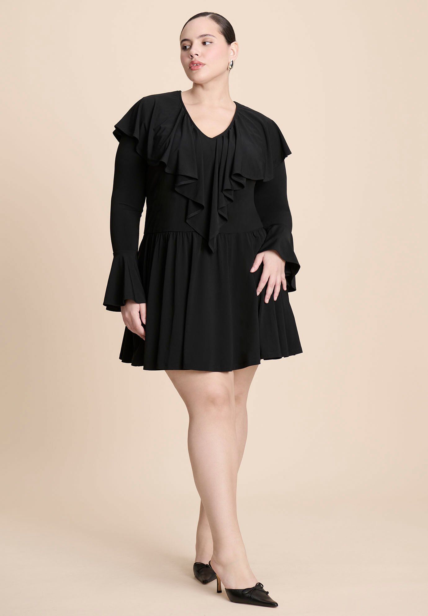 Drapey Faux Leather Mini Dress | ELOQUII Drapey Faux Leather Mini Dress | ELOQUII