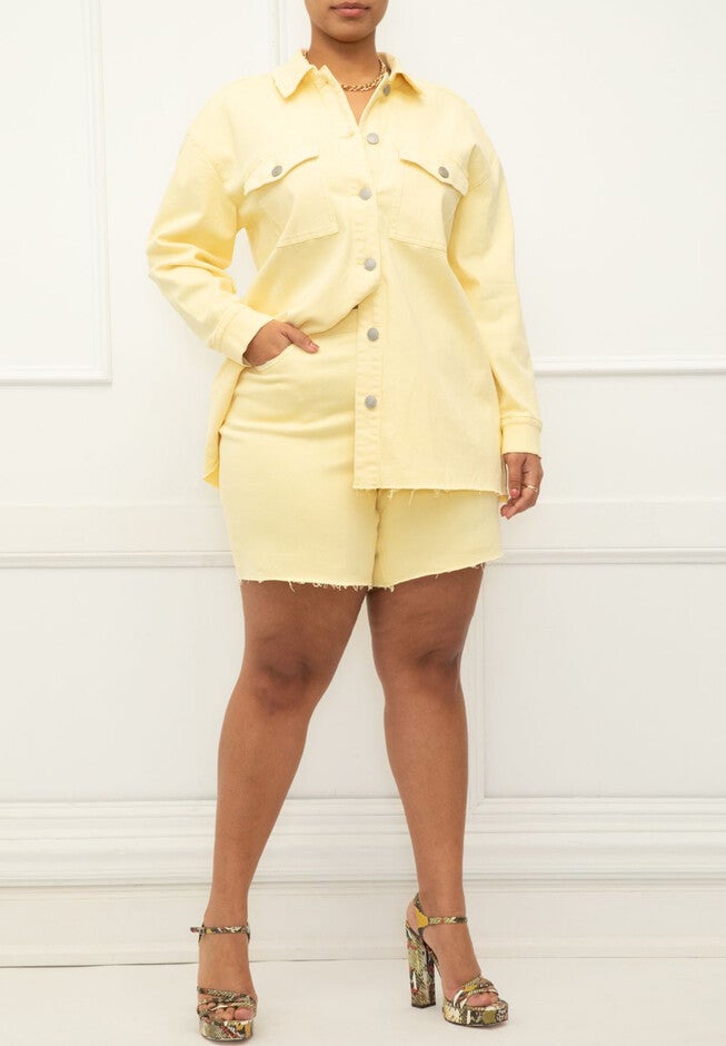 ELOQUII Elements Oversized Shacket With Unfinished Hem, , alternate image number null