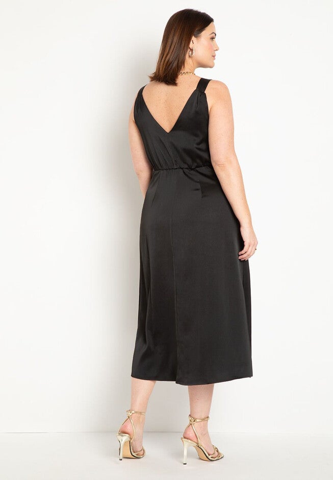 Midi Dress With Ruched Neckline, , alternate image number null