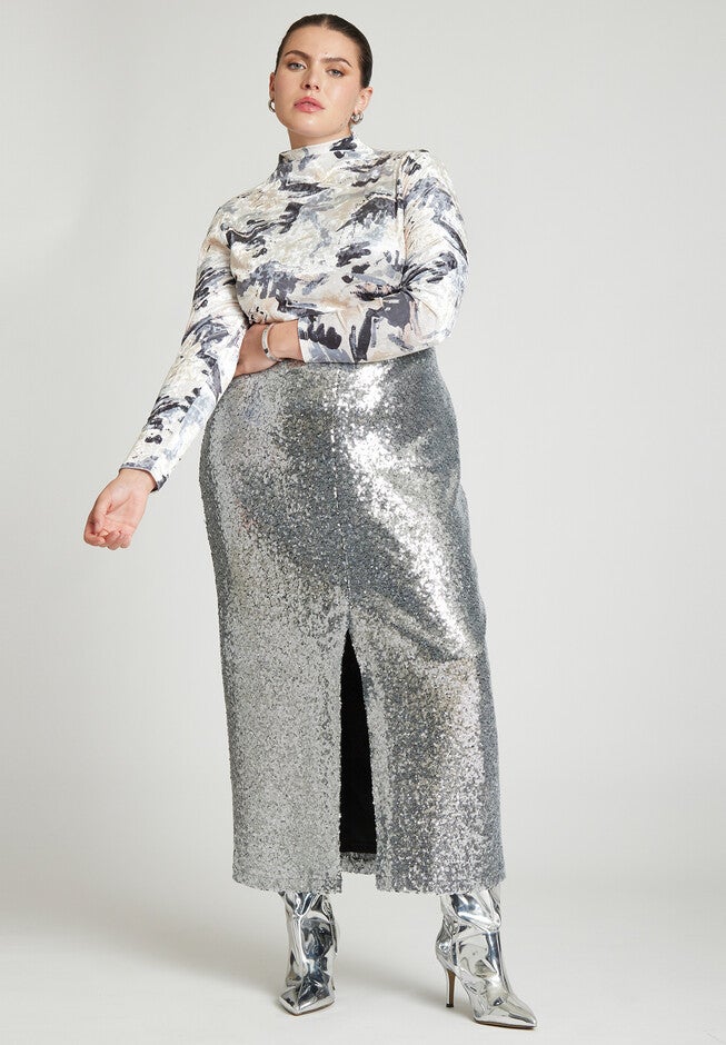 Printed Metallic Velvet Top, , alternate image number null