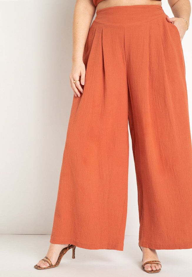 Gauze Pleated Wide Leg Pant, , on-hover image number null
