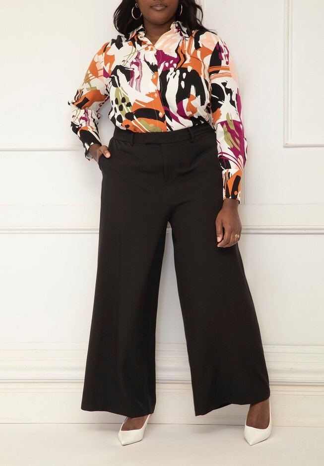 ELOQUII Elements Wide Leg Trouser, BLACK ONYX, hi-res image number null