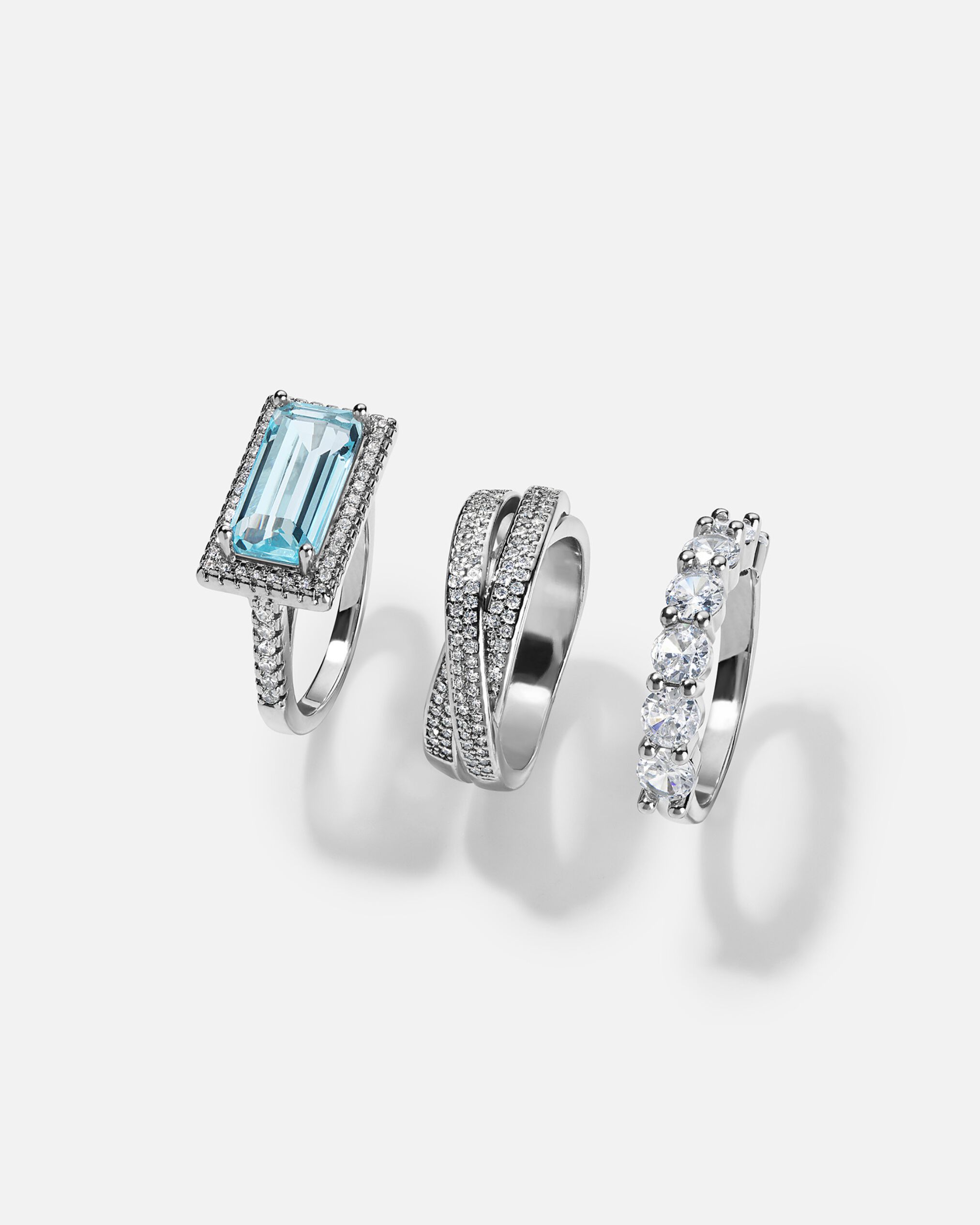 Socialite Stack Cocktail Rings, SILVER, on-hover image number 1