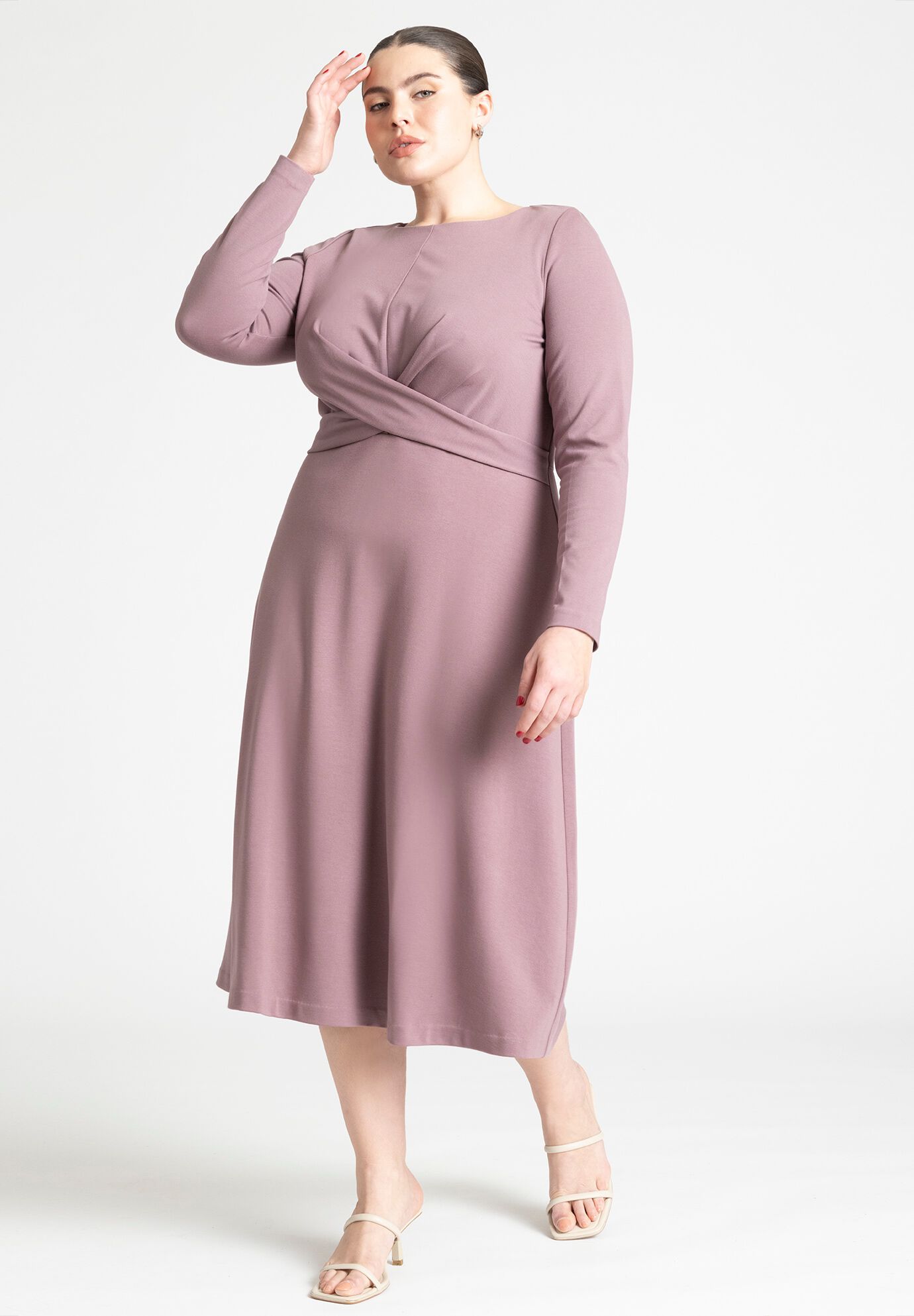 Plus Size Crew Neck Back Zipper Dress