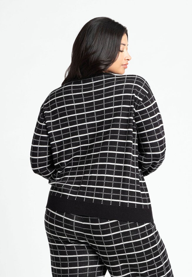 Knit Tweed Jacket, BLACK WHITE PLAID, on-hover image number null