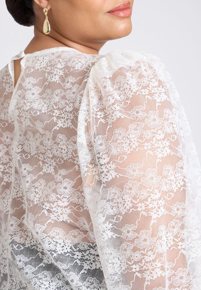 Romantic Lace Top, CREAM, alternate image number null