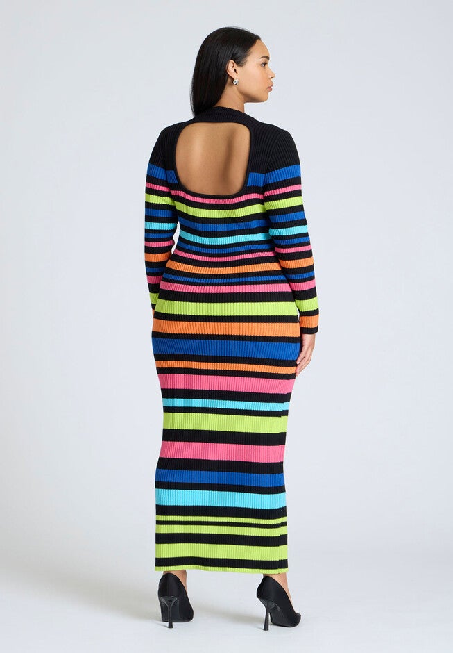 Variegated Stripe Maxi Dress, RAINBOW BRIGHT STRIPE, on-hover image number null