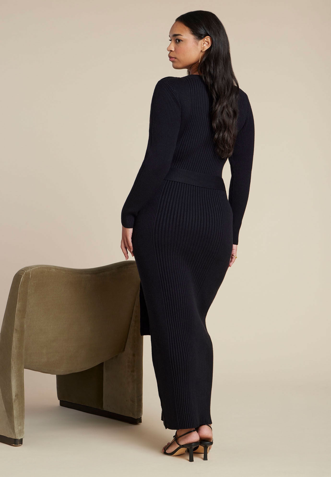 Multi Rib Maxi Sweater Dress, BLACK ONYX, alternate image number 4