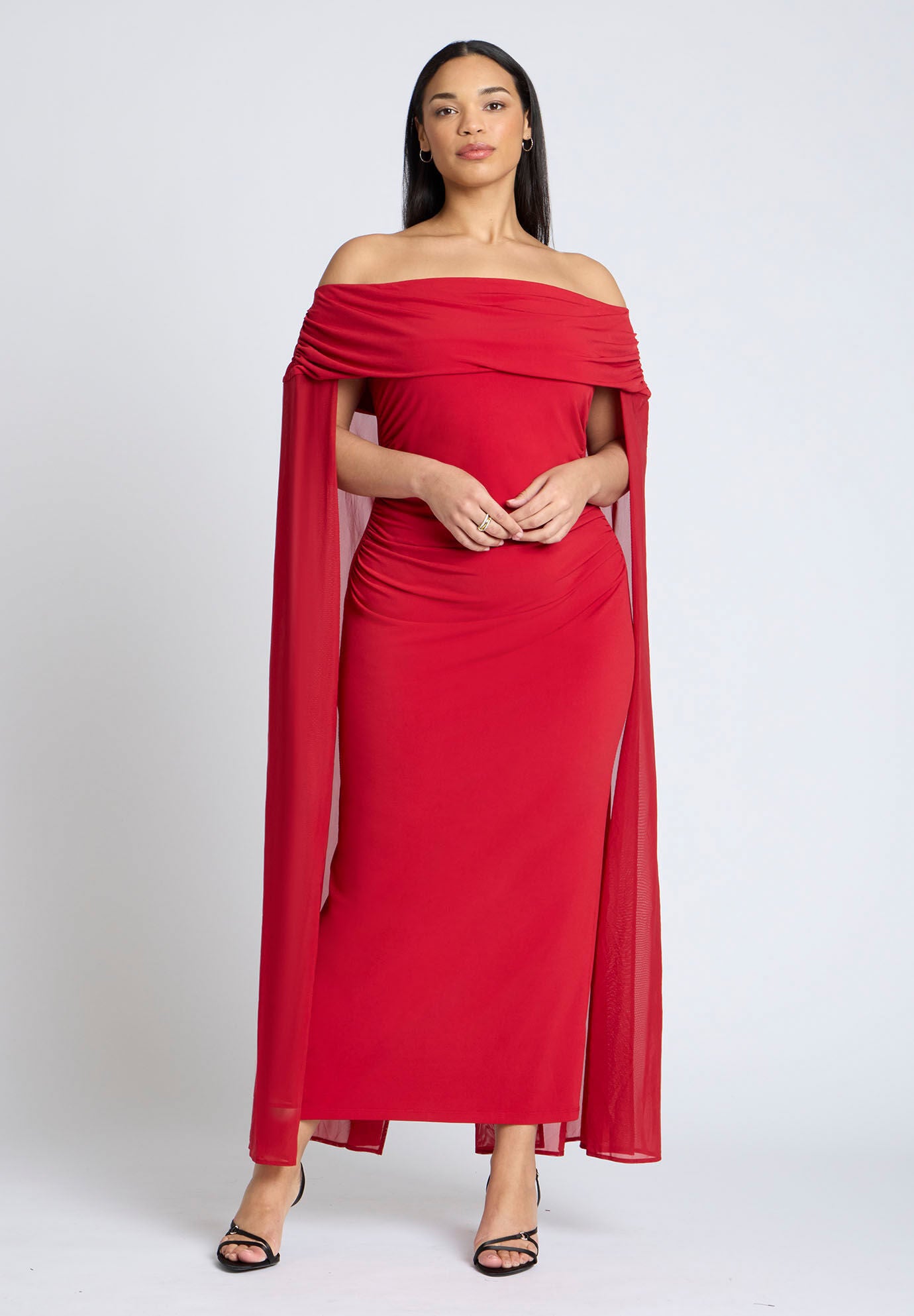 期間限定・お買い得商品: |産地直送 Off The Shoulder Cape Gown | Eloquii ジャケット・アウター