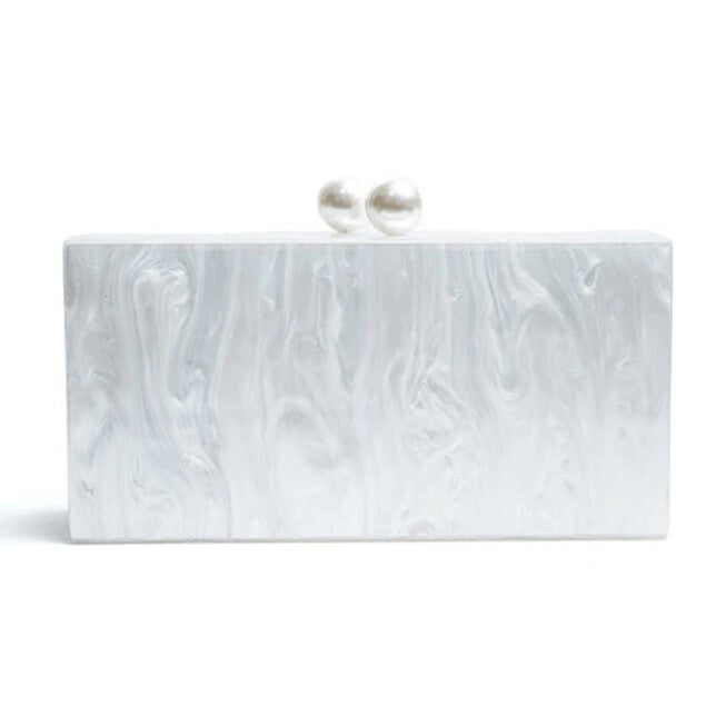 Acrylic Pearl Clutch, WHITE, hi-res image number null