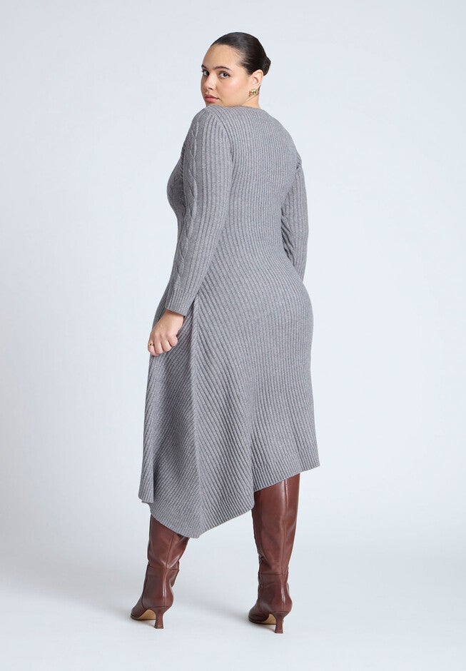 Cable Sweater Maxi Dress, DARK HEATHER GREY, on-hover image number null