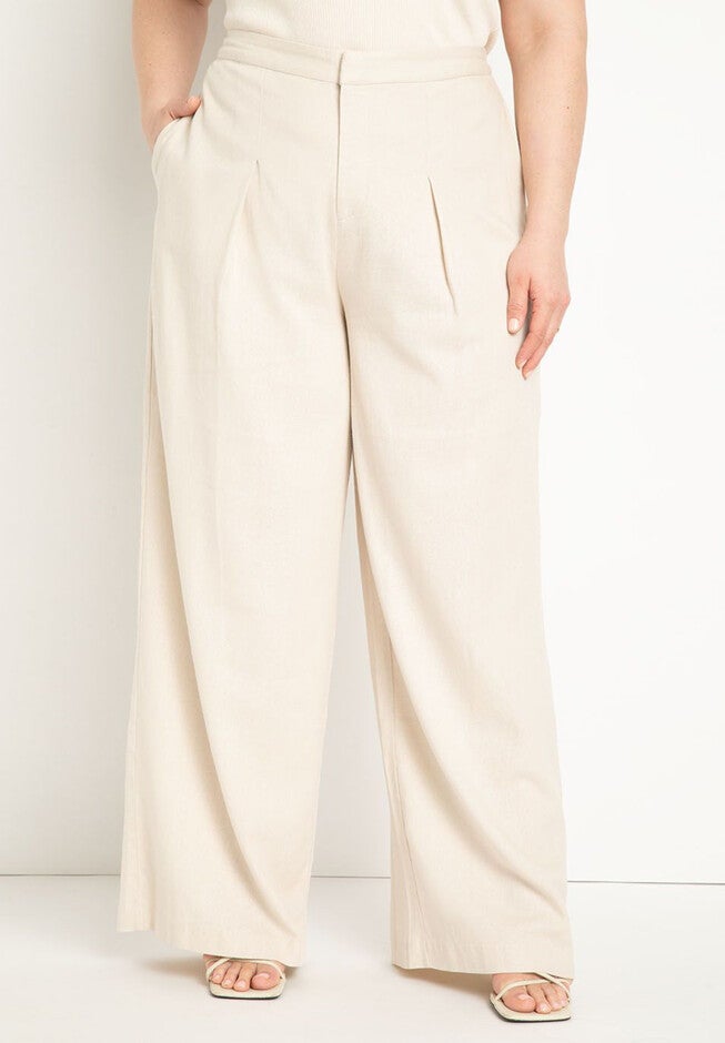 Wide Leg Linen Blend Pant, , alternate image number null