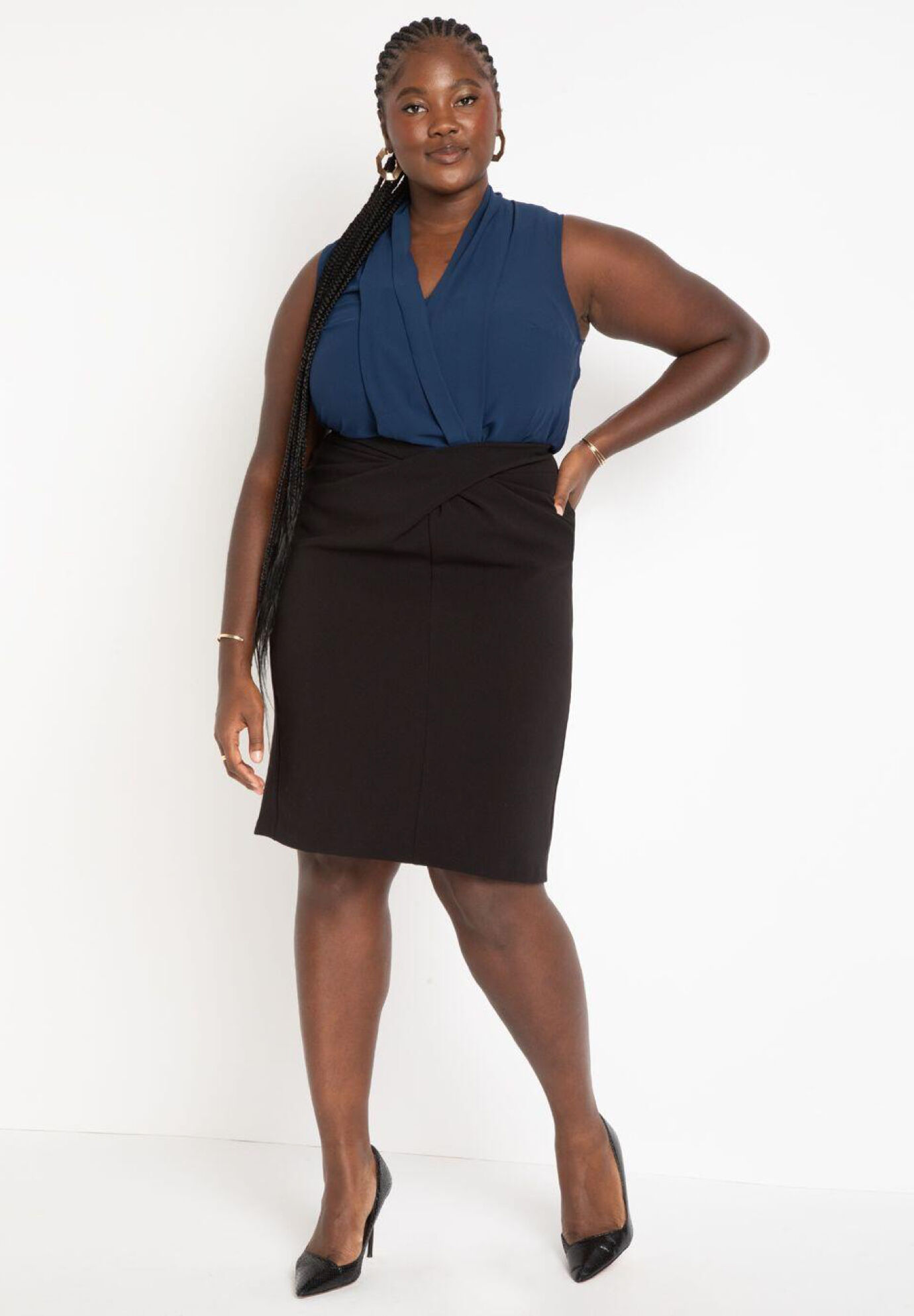 Plus Size Women The 365 Suit Twist Detail Pencil Skirt By (size 30)