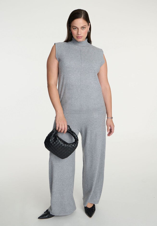 Turtleneck Sleeveless Sweater, HEATHER GREY, alternate image number null