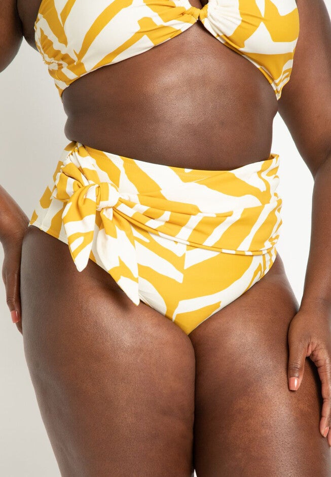 High Waisted Side Drape Bikini Bottom, , alternate image number null