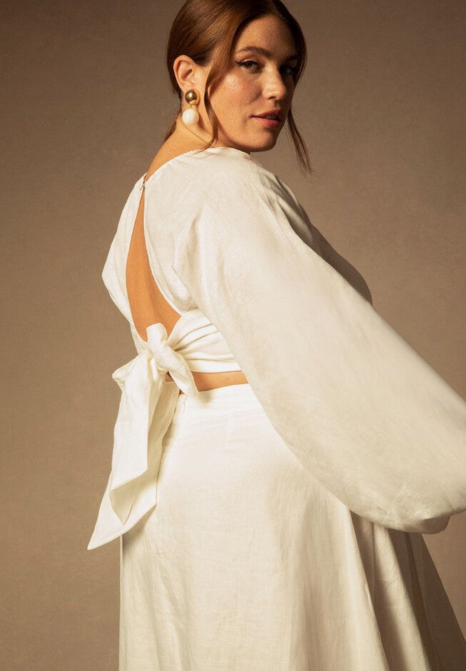 Bridal by ELOQUII Balloon Sleeve Top, , on-hover image number null