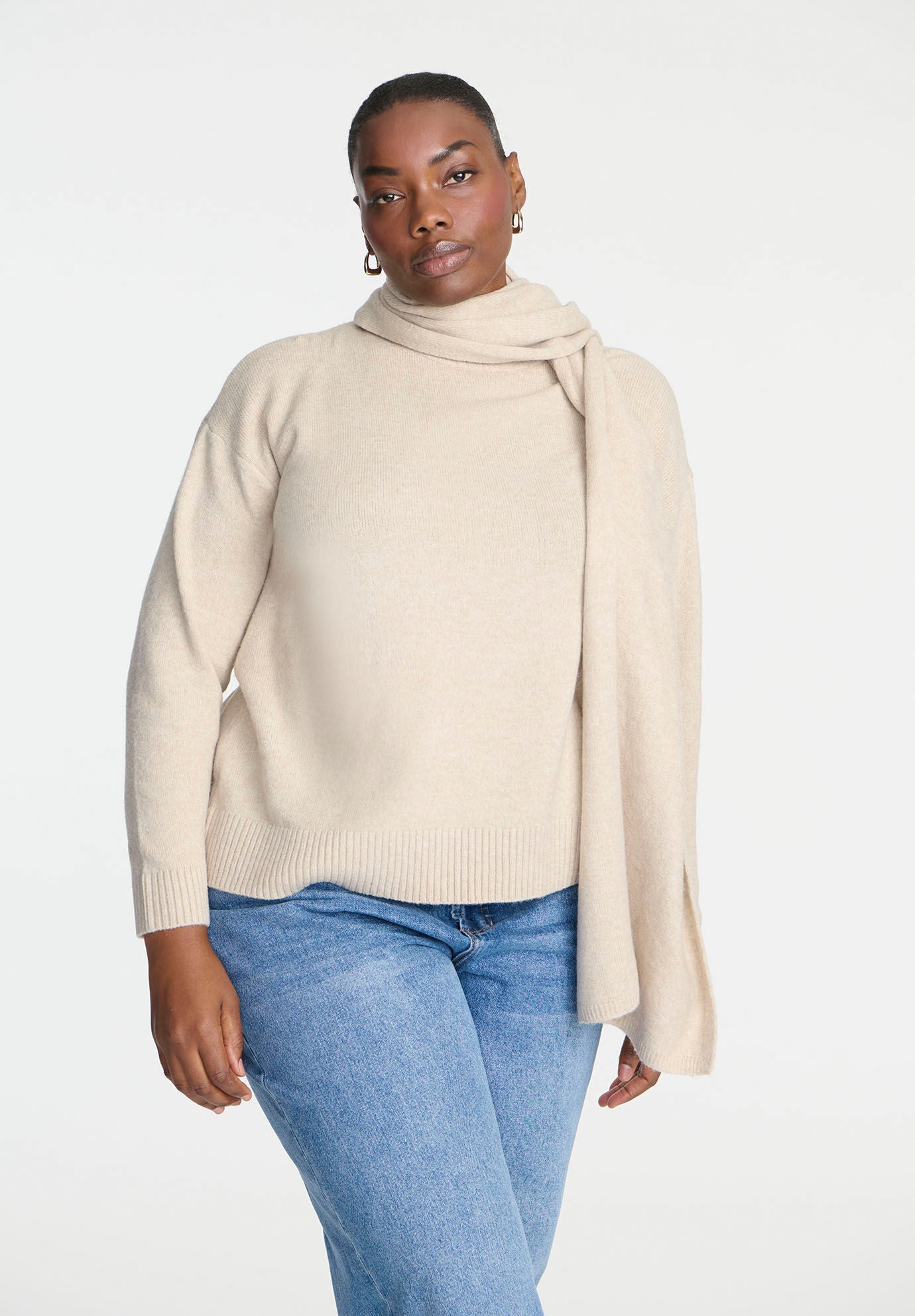 Turtleneck sweater with scarf store