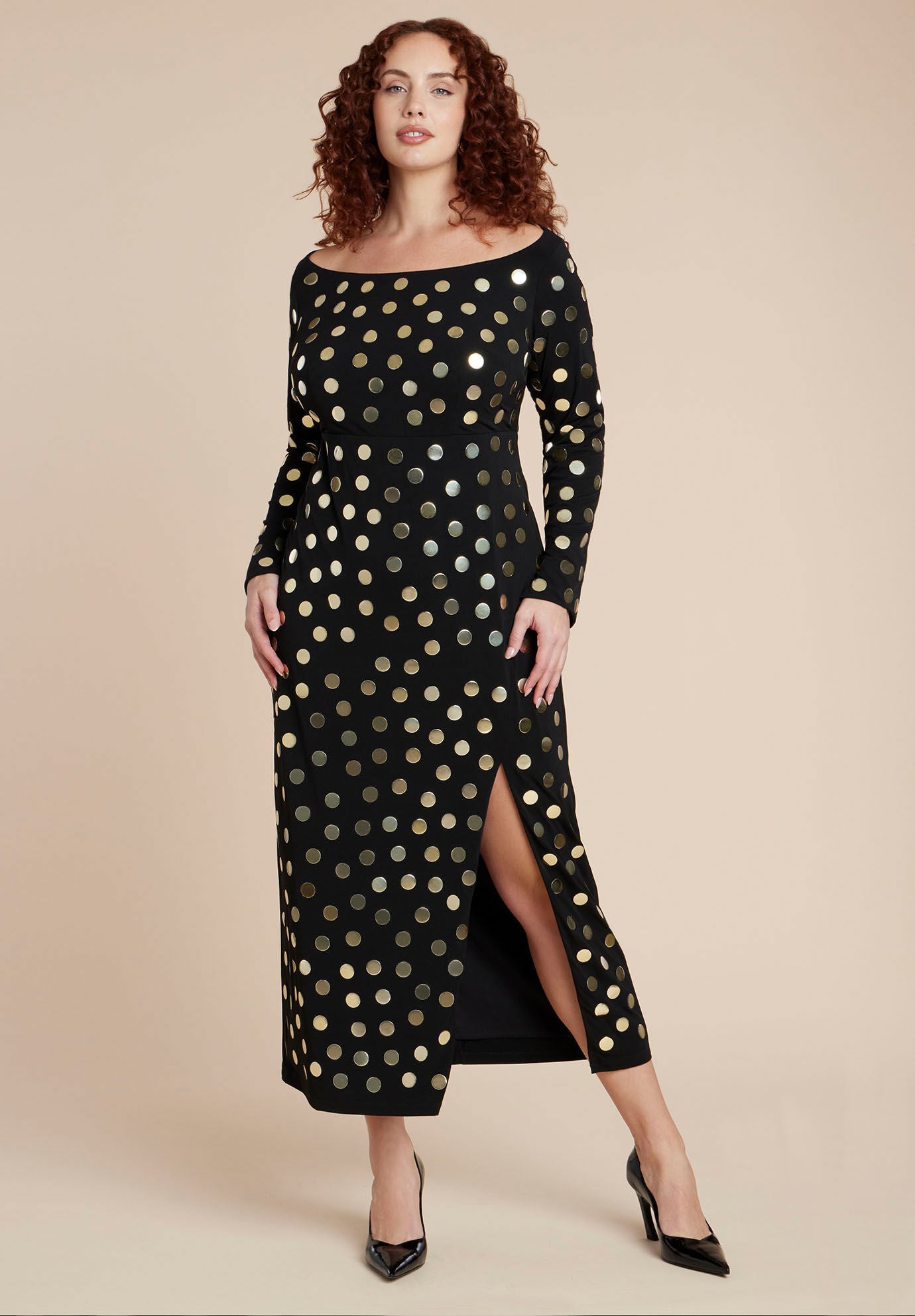  Studded Maxi Dress, BLACK ONYX, on-hover image number 1