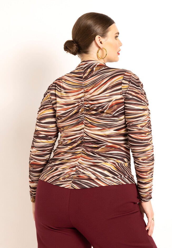 Ruched Funnel Neck Top, , alternate image number null