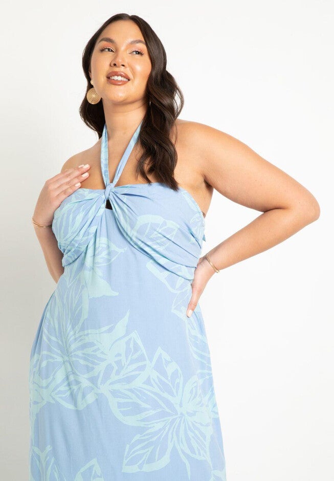 Halter Neckline Printed Dress, , on-hover image number null