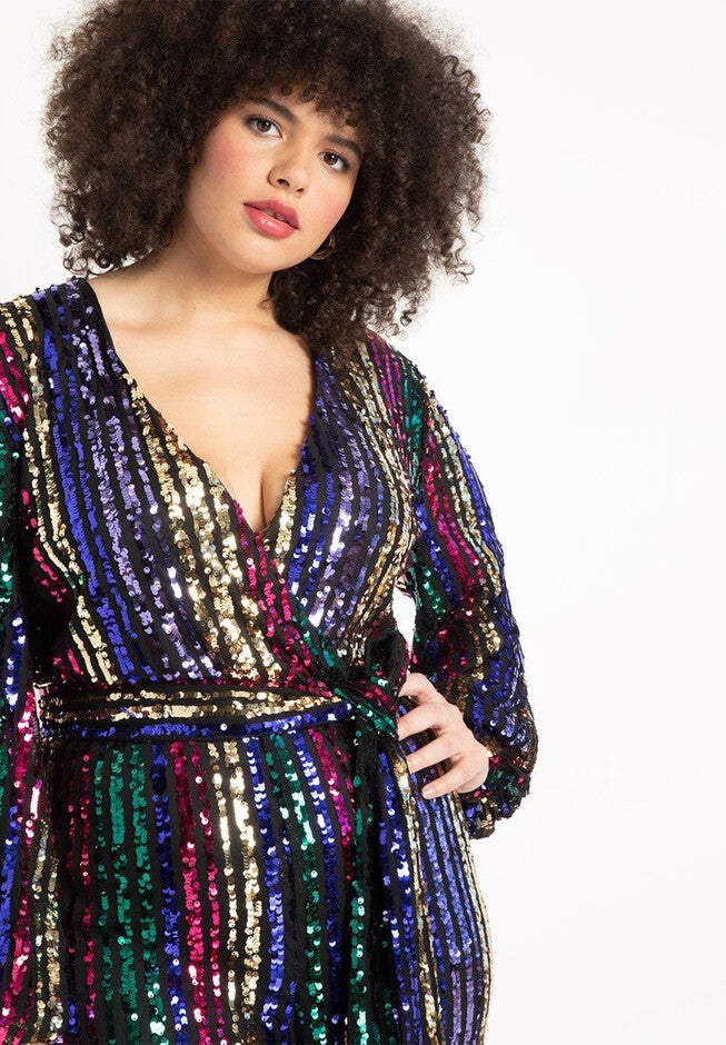 Multicolor Stripe Sequin Jumpsuit, , alternate image number null