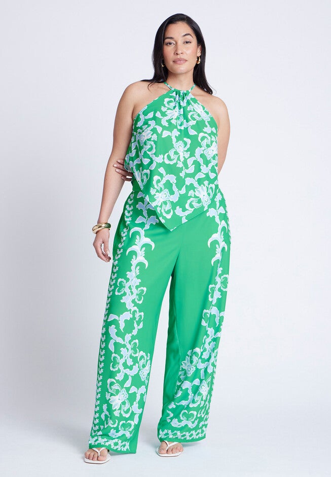 Printed Scarf Halter Top, SEASIDE GARDEN, alternate image number null