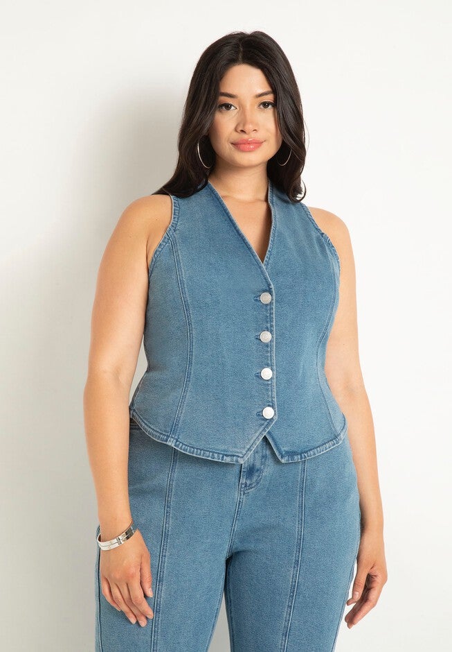Denim Vest, MEDIUM WASH, hi-res image number 0