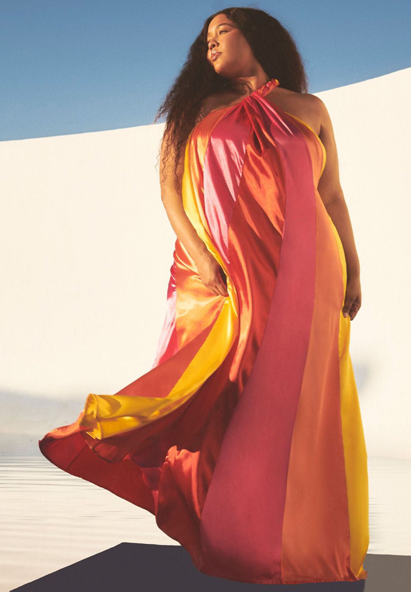 Gabi Fresh Swim x ELOQUII One Shoulder Asymmetrical Coverup Maxi