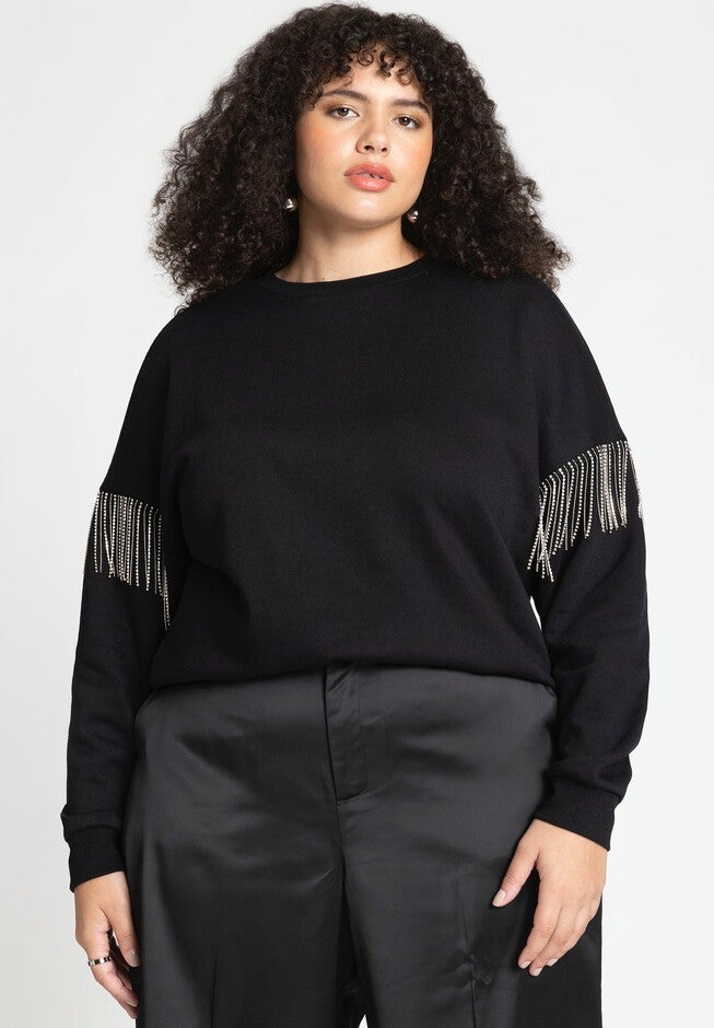 Embellished Sweatshirt, BLACK ONYX, hi-res image number null