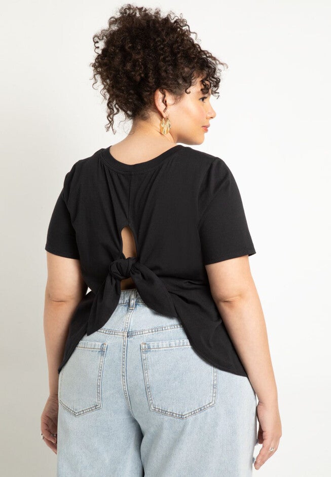 Tie Back Tee, BLACK, hi-res image number null