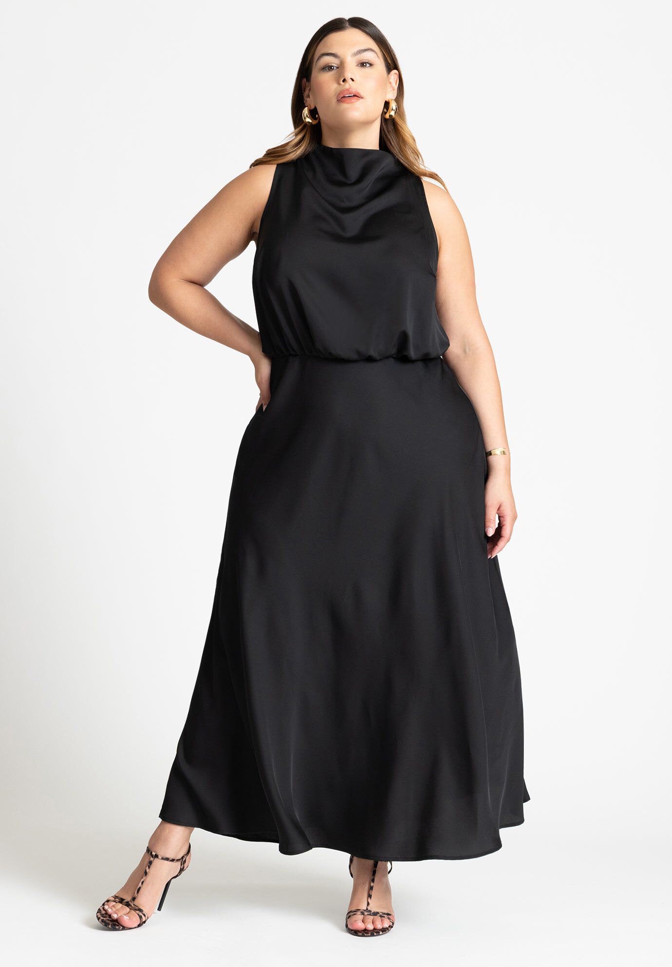 Draped Satin Maxi Dress