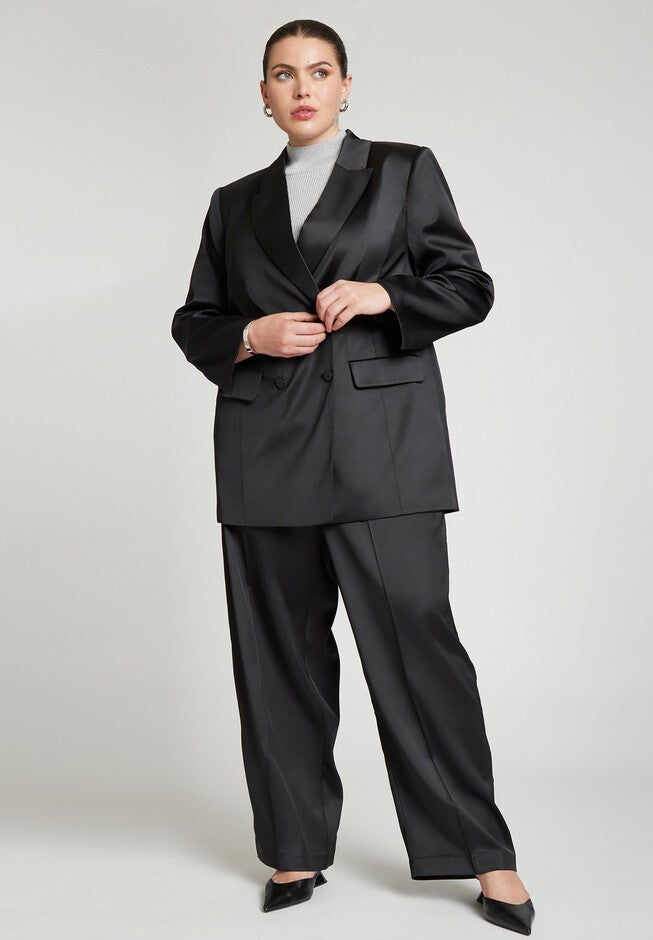 Satin Double Breasted Blazer, , alternate image number null