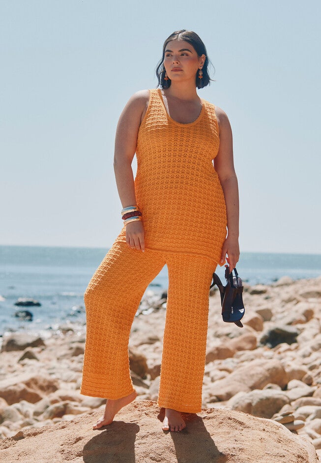 Crochet Knit Pant, RADIANT YELLOW, hi-res image number null