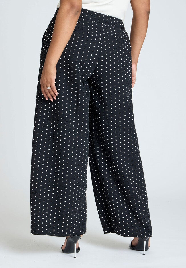 Printed Crepe Wide Leg Pant, BLACK, alternate image number null