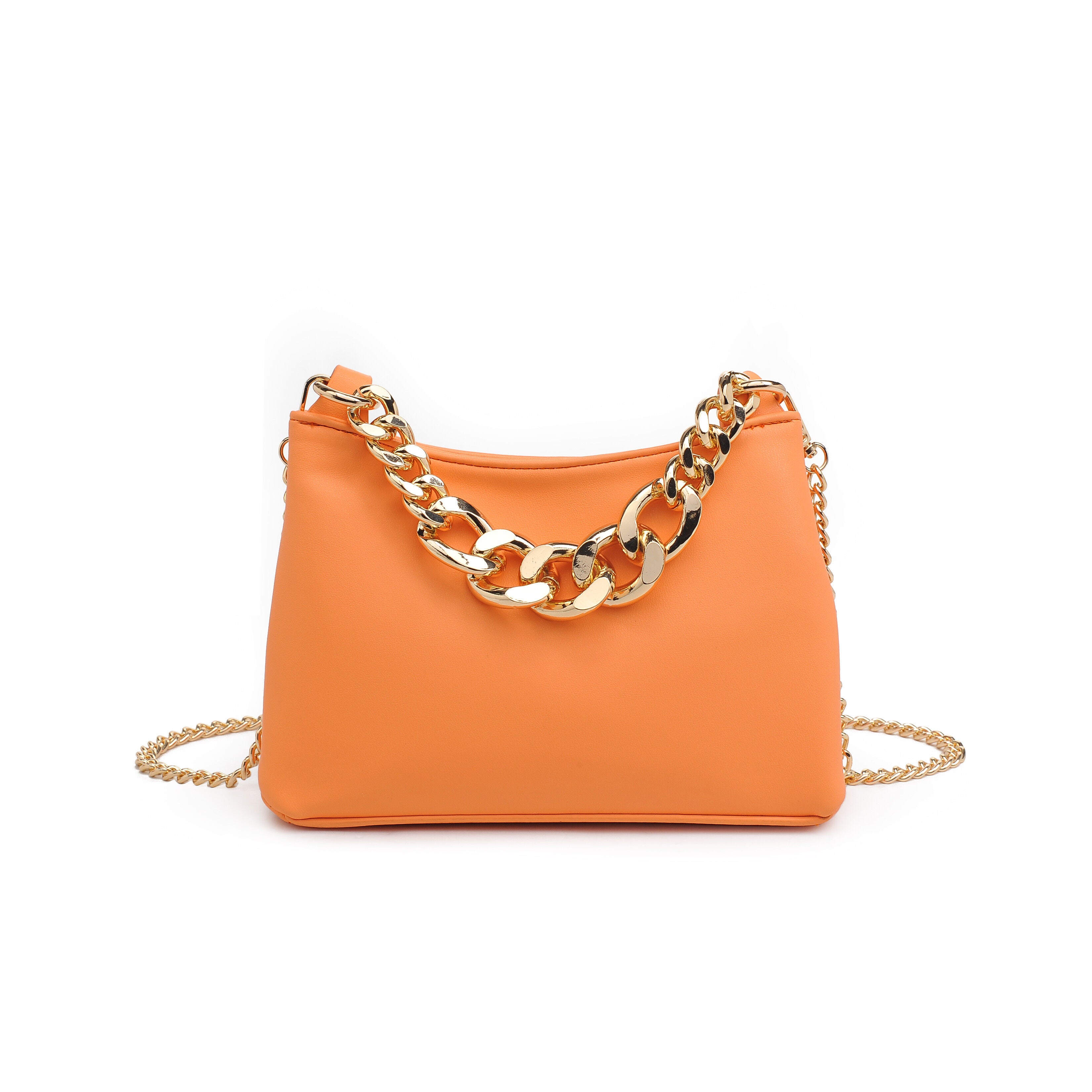 Yume Faux Leather Chain Crossbody, TANGERINE, hi-res image number 0