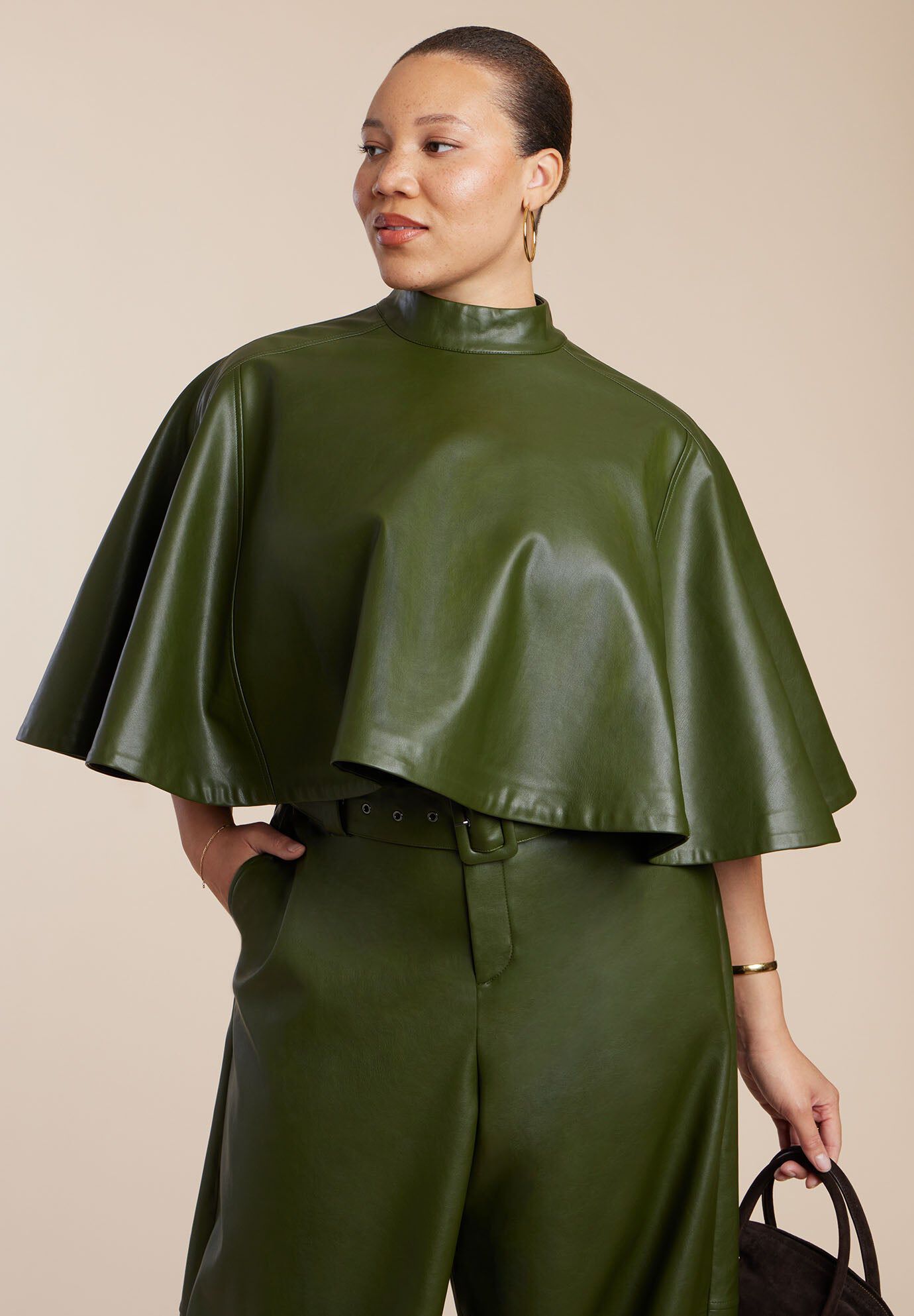 Draped Neck Satin Blouse - Easy Fit High Neck, Zinfandel | ELOQUII