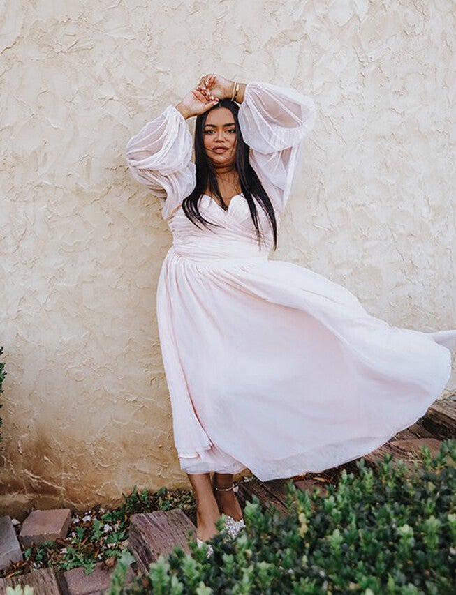 Tiered Puff Sleeve Dress, CRYSTAL PINK, alternate image number null