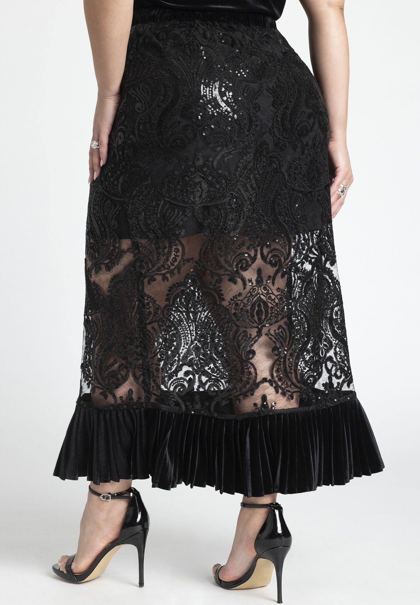 Heavily Embroidered Lacy Sequin Skirt -Waist 34