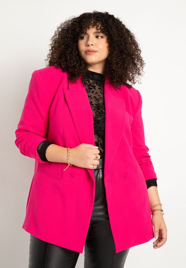 Pop Color Strong Shoulder Blazer, PINK PEACOCK, hi-res image number null