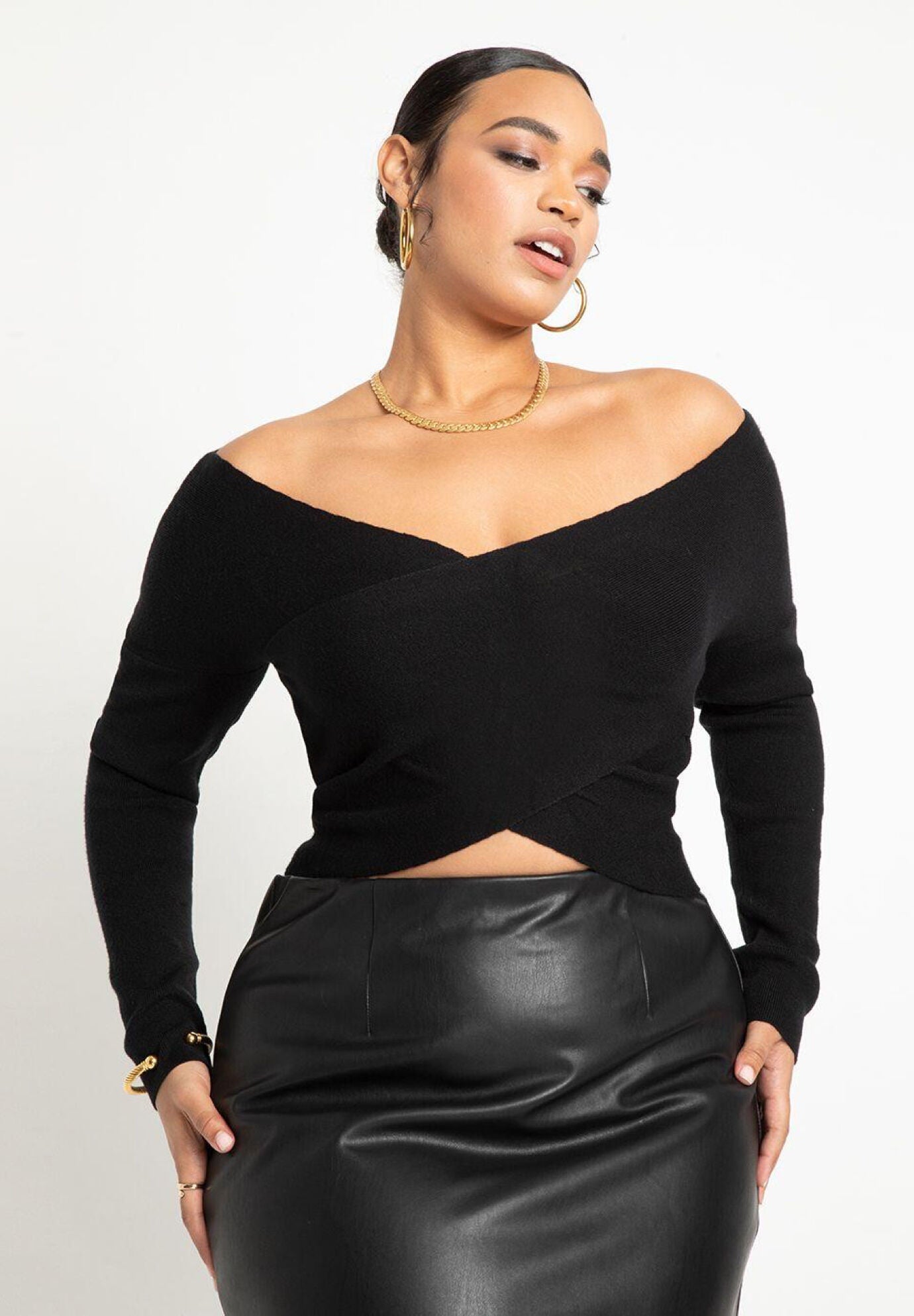 Wrap around crop sweater hot sale
