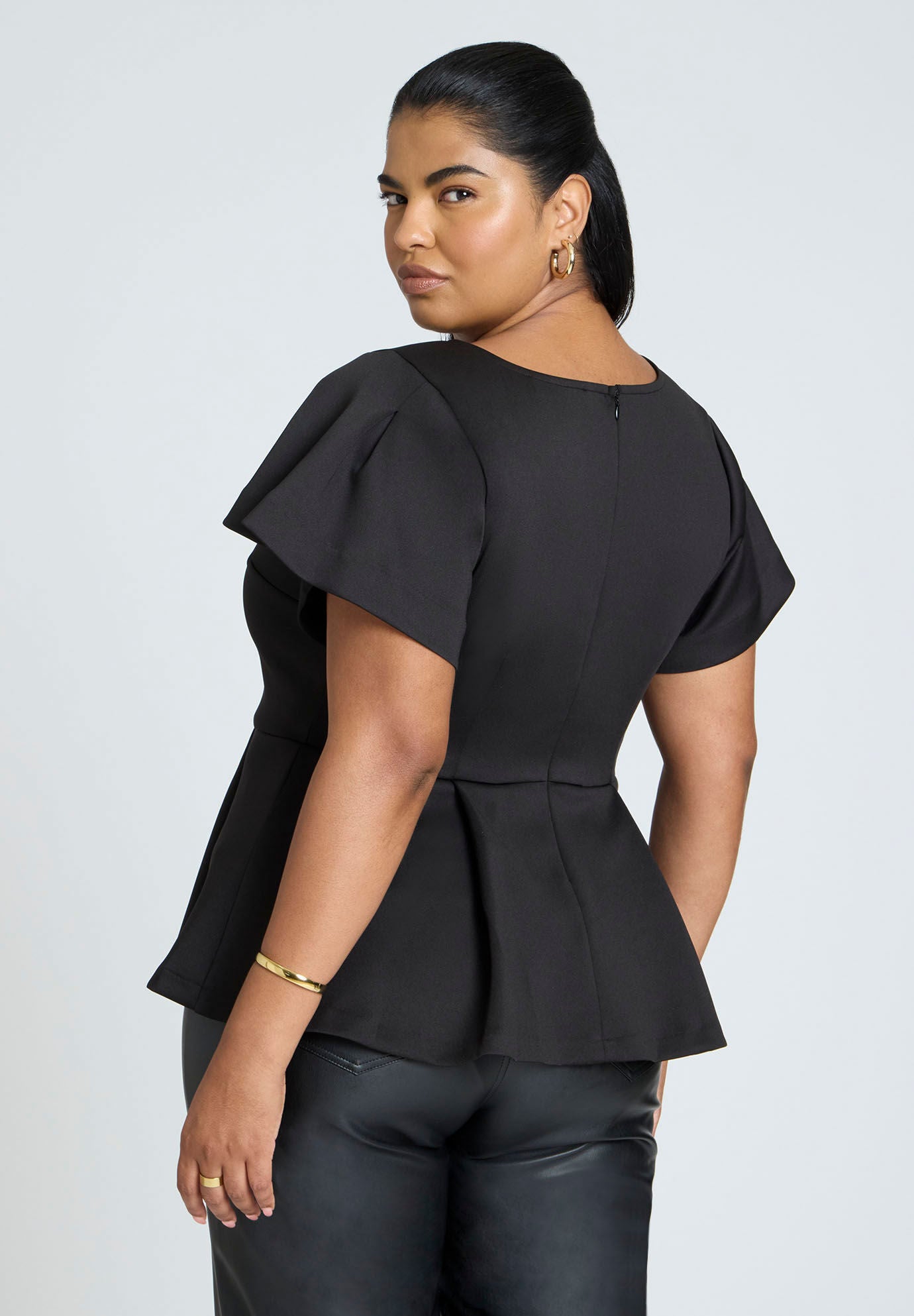 ELOQUII Women s Plus Size Flare Sleeve Peplum Top