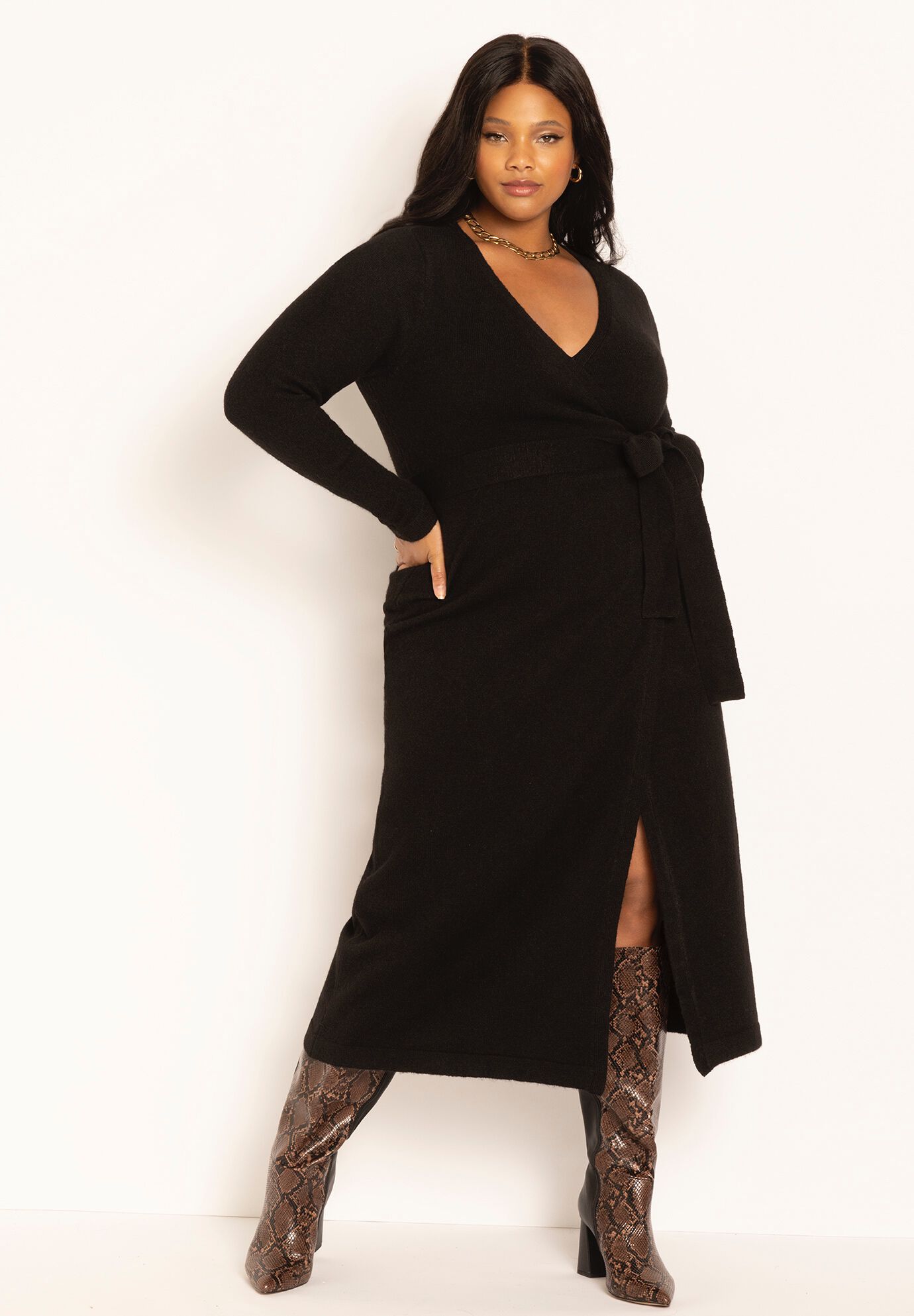 Black wrap dress size 18 on sale