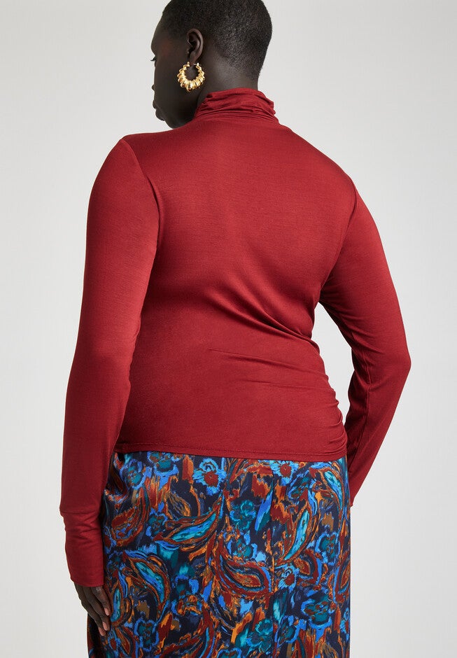 Barkwood x ELOQUII Tissue Ruched Detail Top, , on-hover image number null
