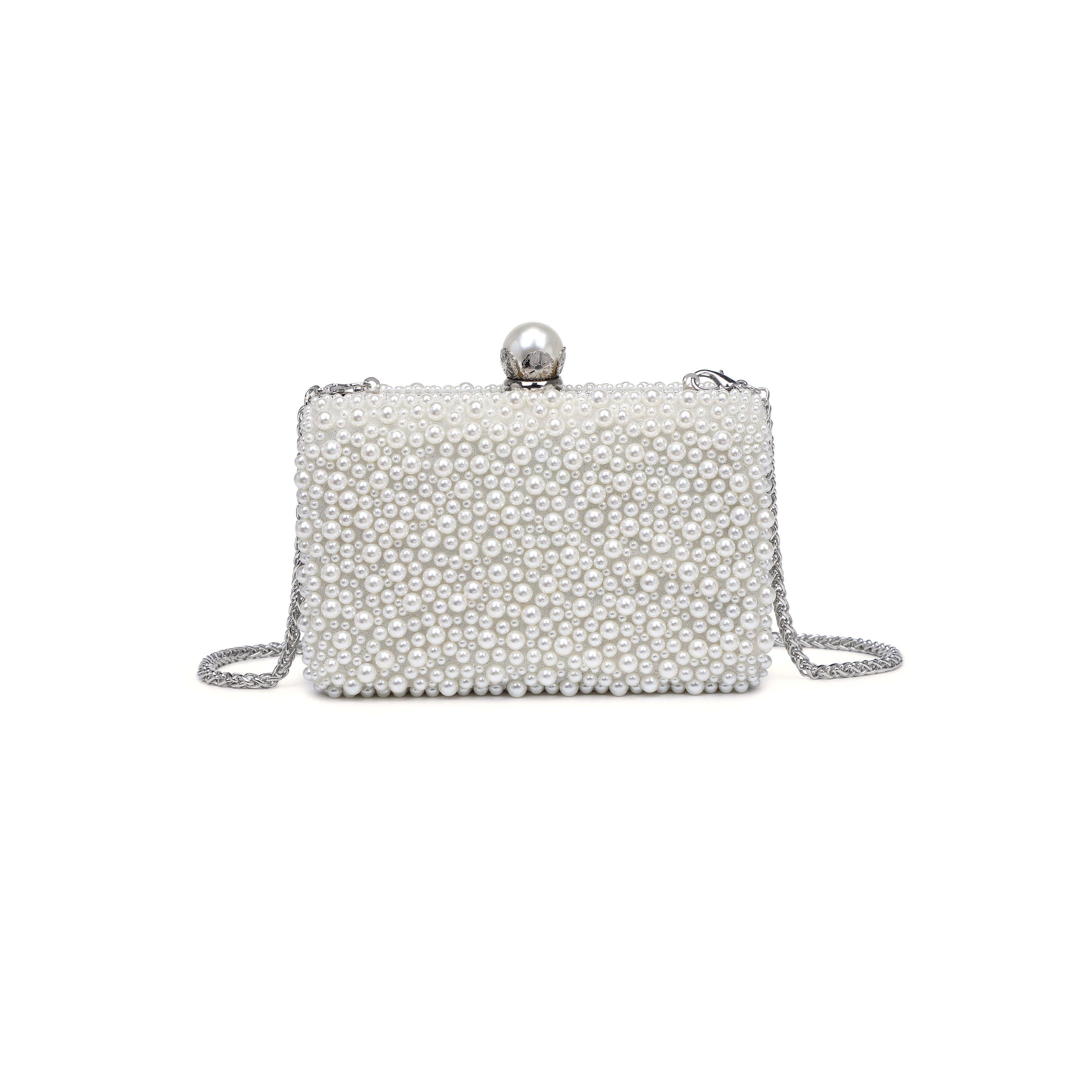 Idina Pearl Studded Evening Bag, IVORY, hi-res image number 0