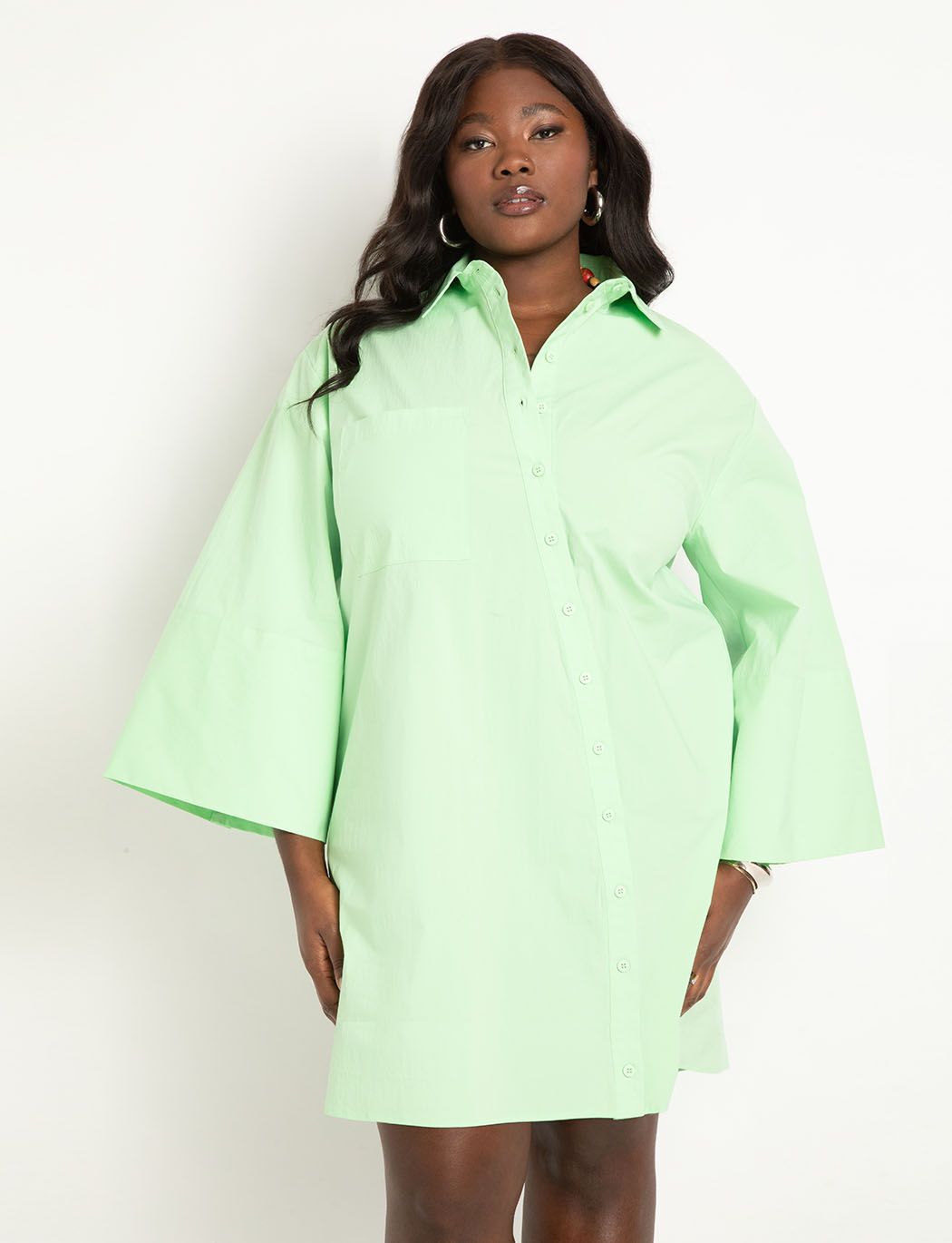 Green oversized outlet shirt dress