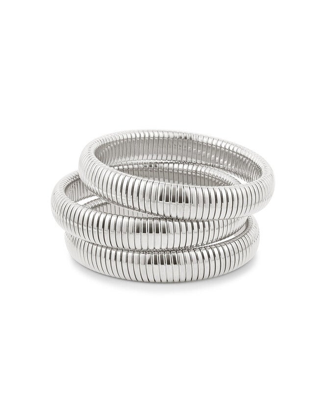 Flex Snake Chain Bracelet Set- Silver, SILVER, hi-res image number null