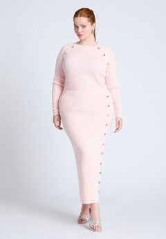Maxi Sweater Skirt With Button Down Placket