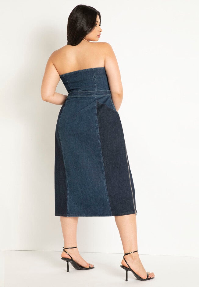 Strapless Denim Dress, , on-hover image number 1